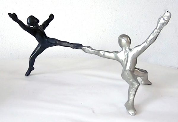 Carbon Pair - a pewter sculpture of two men