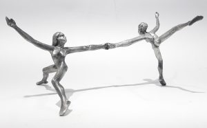 Female Bond - a pewter sculpture