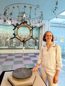 Briony with her Kathleen Lonsdale Benzene Monument Sculpture